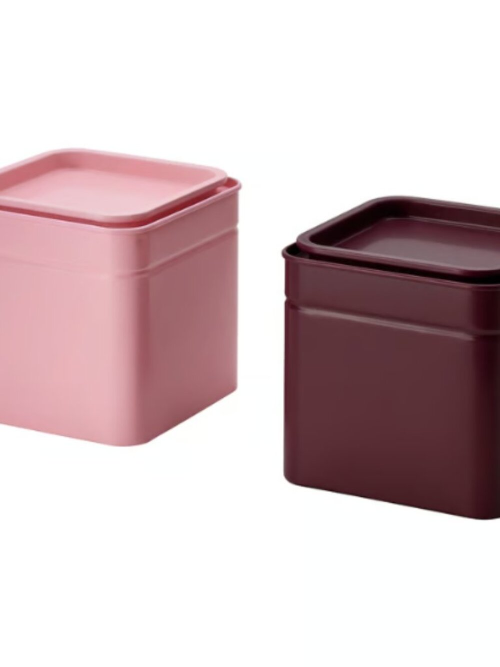 BLOMNING 206.090.25 Tin with lid, brown-red/pink for coffee/tea, 4x4x4